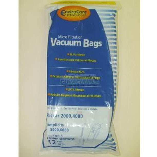 12 Riccar Carpet Pro Anti-Bacterial Upright Vacuum Bags 